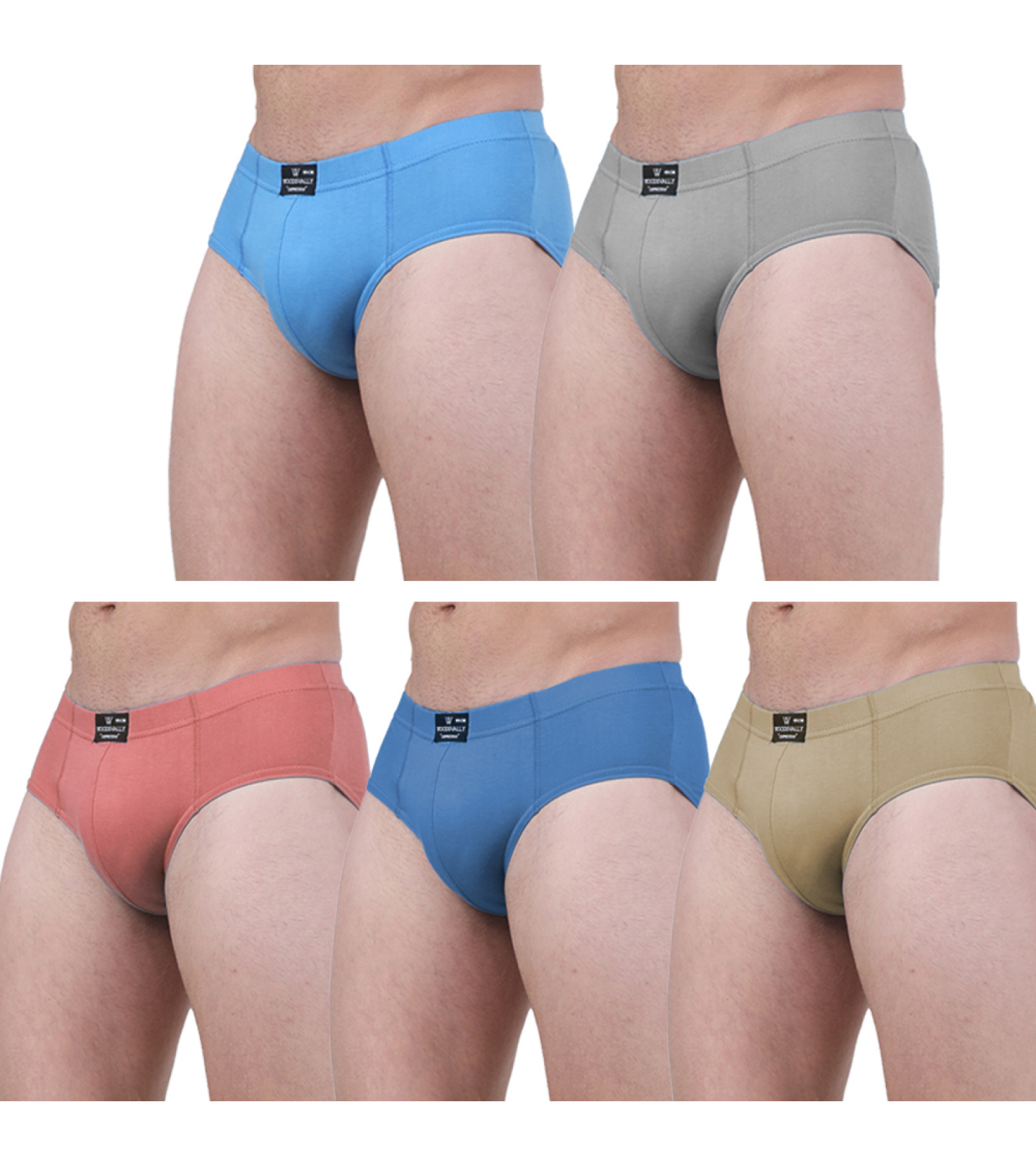 Men's Cotton Brief Combo Pack of 5 Multicolor | Inner Elastic Waistband